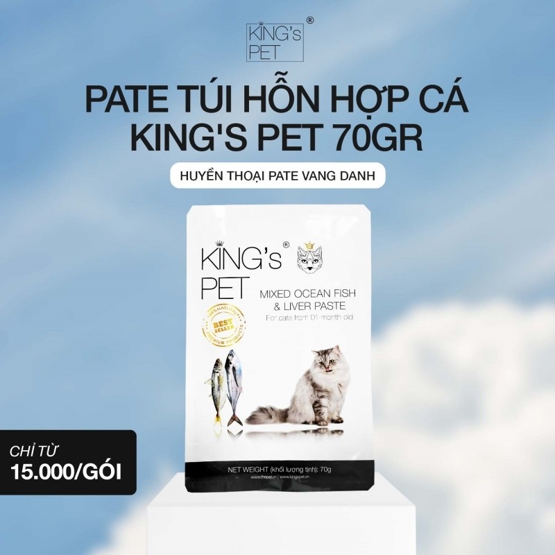 Pate túi Hỗn hợp Cá King’s Pet dinh dưỡng hỗ trợ hệ tiêu hóa mèo