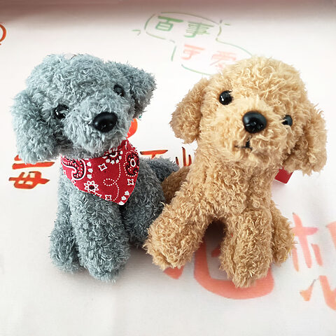 Ảnh móc khóa hình cặp đôi chó Teddy đáng yêu, phụ kiện dễ thương và độc đáo.