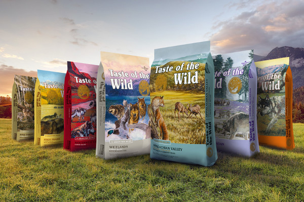 Bao bì thức ăn cho chó Taste Of The Wild, một trong các loại thức ăn cho chó phổ biến