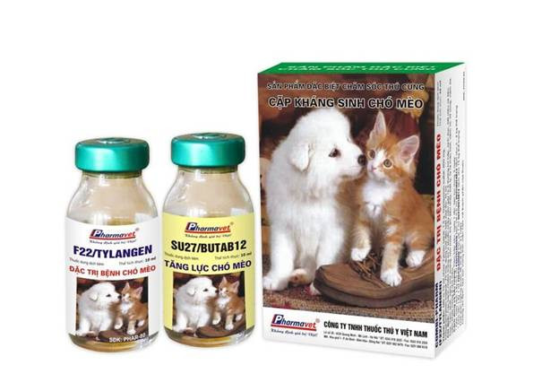 Cặp kháng sinh F22/TYLANGEN và SU27/BUTAB12: thuốc thú y cho chó hỗ trợ điều trị và tăng lực.