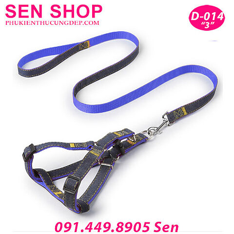 Dây dắt chó dạng yếm Jean phối màu đen