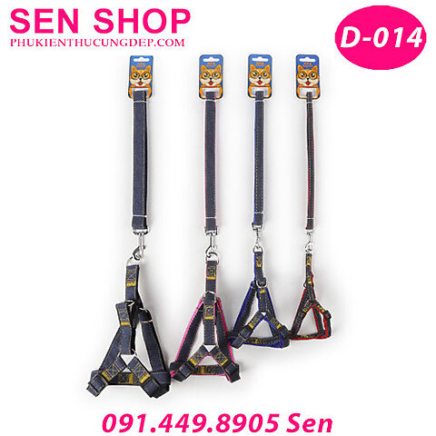 Dây dắt chó dạng yếm Jean với viền xanh