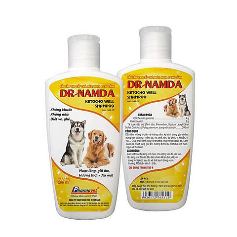 Dr-Namda Ketocho Well Shampoo: Kháng nấm, khuẩn, diệt ve, giữ ẩm cho chó.