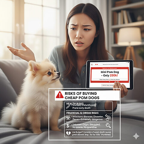 Hình ảnh chó Phốc Sóc mini gầy yếu, minh họa nguy cơ sức khỏe khi mua chó giá rẻ