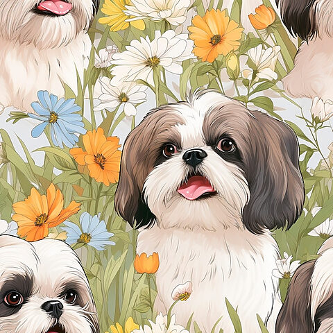 Họa tiết Poodle vui nhộn phong cách digital art