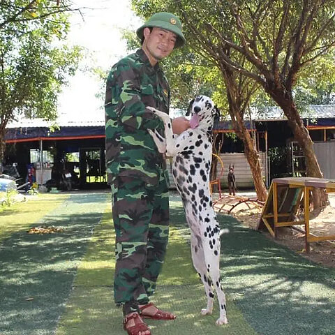 Huấn luyện chó Đốm tại trường huấn luyện chó nghiệp vụ