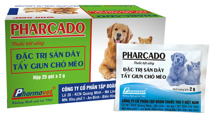 Pharcado: Thuốc tẩy giun sán hiệu quả cho chó, loại bỏ giun tròn và sán dây.