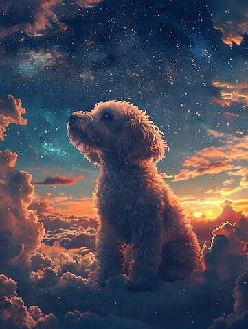 Poodle ngộ nghĩnh trong tranh vẽ kỹ thuật số