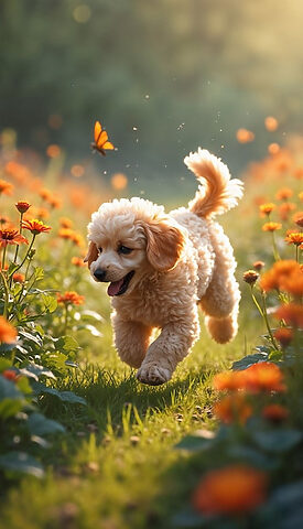 Poodle xinh xắn giữa vườn hoa khoe sắc lần nữa