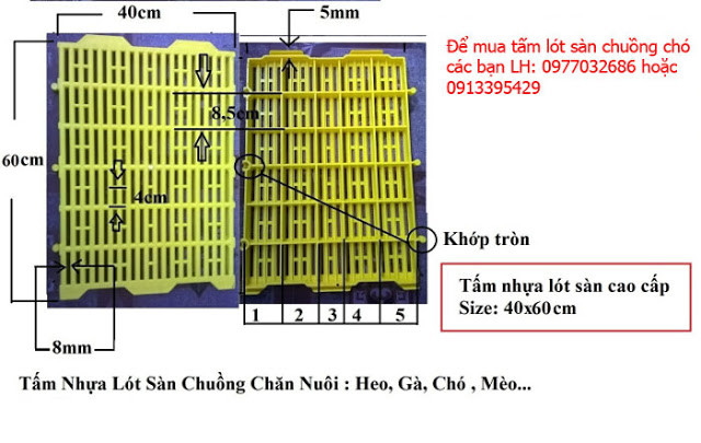 Tấm nhựa lót sàn chuồng chó màu xanh dương có khe thoát nước