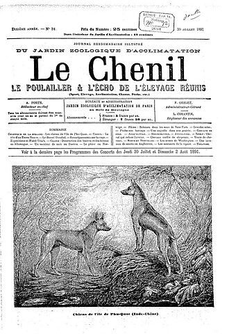 Tạp chí Le Chenil số cuối tháng 7 năm 1891, nơi bài viết về chó Phú Quốc của Philiperr Fils được đăng tải