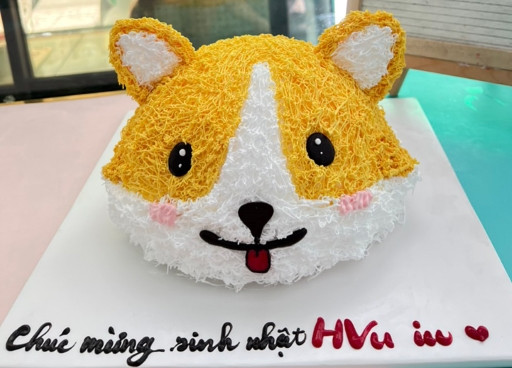 Thiết kế bánh kem hình những con chó con dễ thương màu vàng đáng yêu