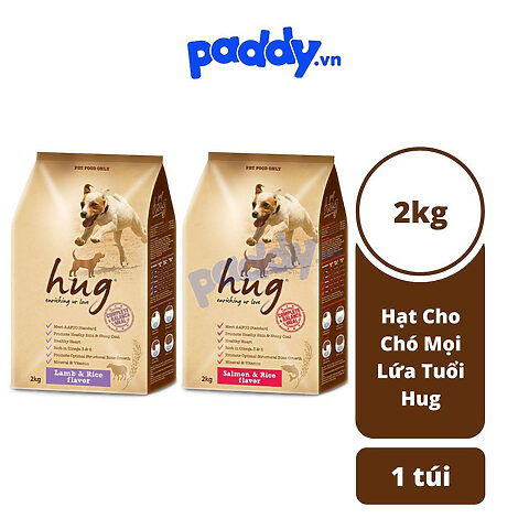 Thức ăn hạt Hug cho chó mọi lứa tuổi, phân tích giá hạt thức ăn cho chó Hug