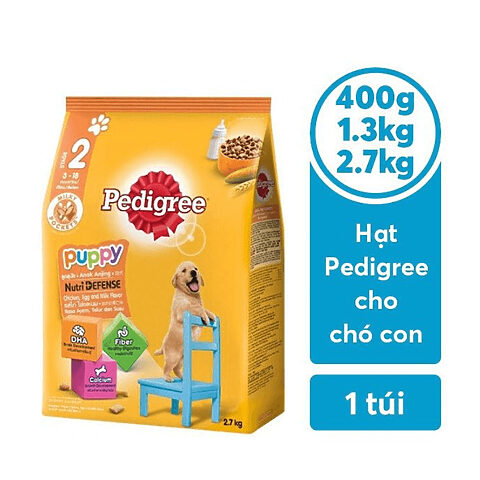 Thức ăn hạt Pedigree Puppy vị gà và trứng dành cho chó con, thông tin về giá hạt thức ăn cho chó con