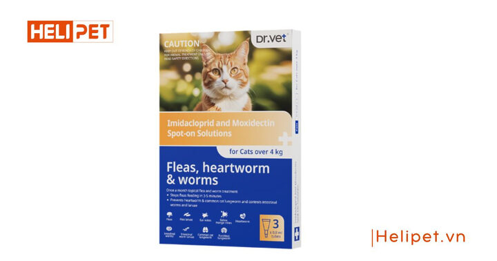Thuốc nhỏ gáy cho mèo trị ve rận và giun DR.VET