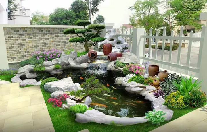 mẫu hồ cá koi ngoài trời mẫu hồ cá koi ngoài trời