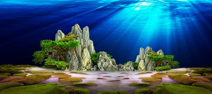 tranh 3d hồ cá